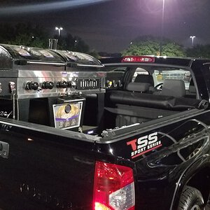 Bringing new grill home in my 2017 Toyota Tundra