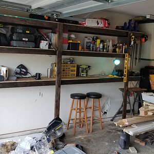 Look at my Finished $80 Garage Shelves
