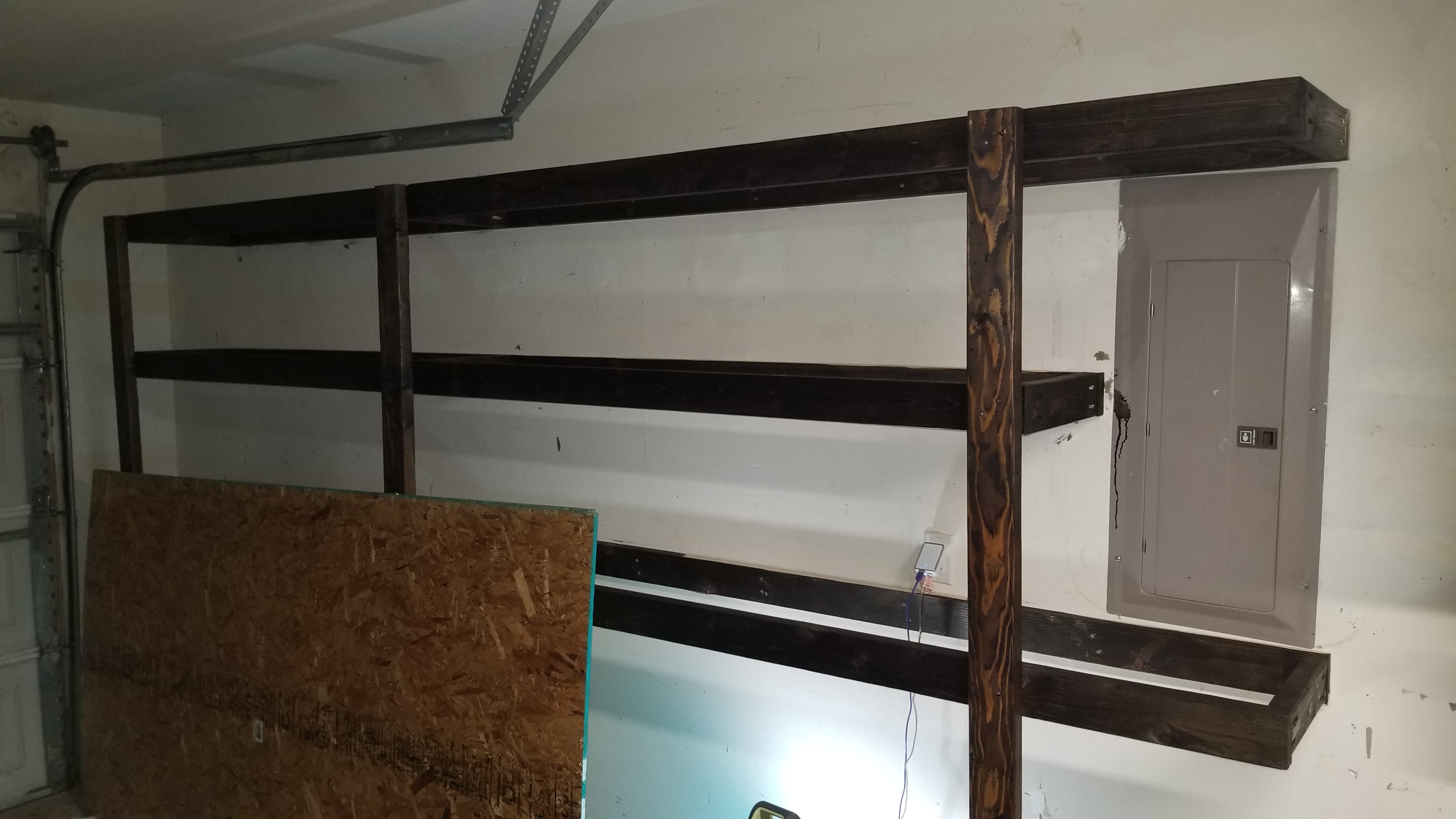 Garage Shelves Frame Built Close Up